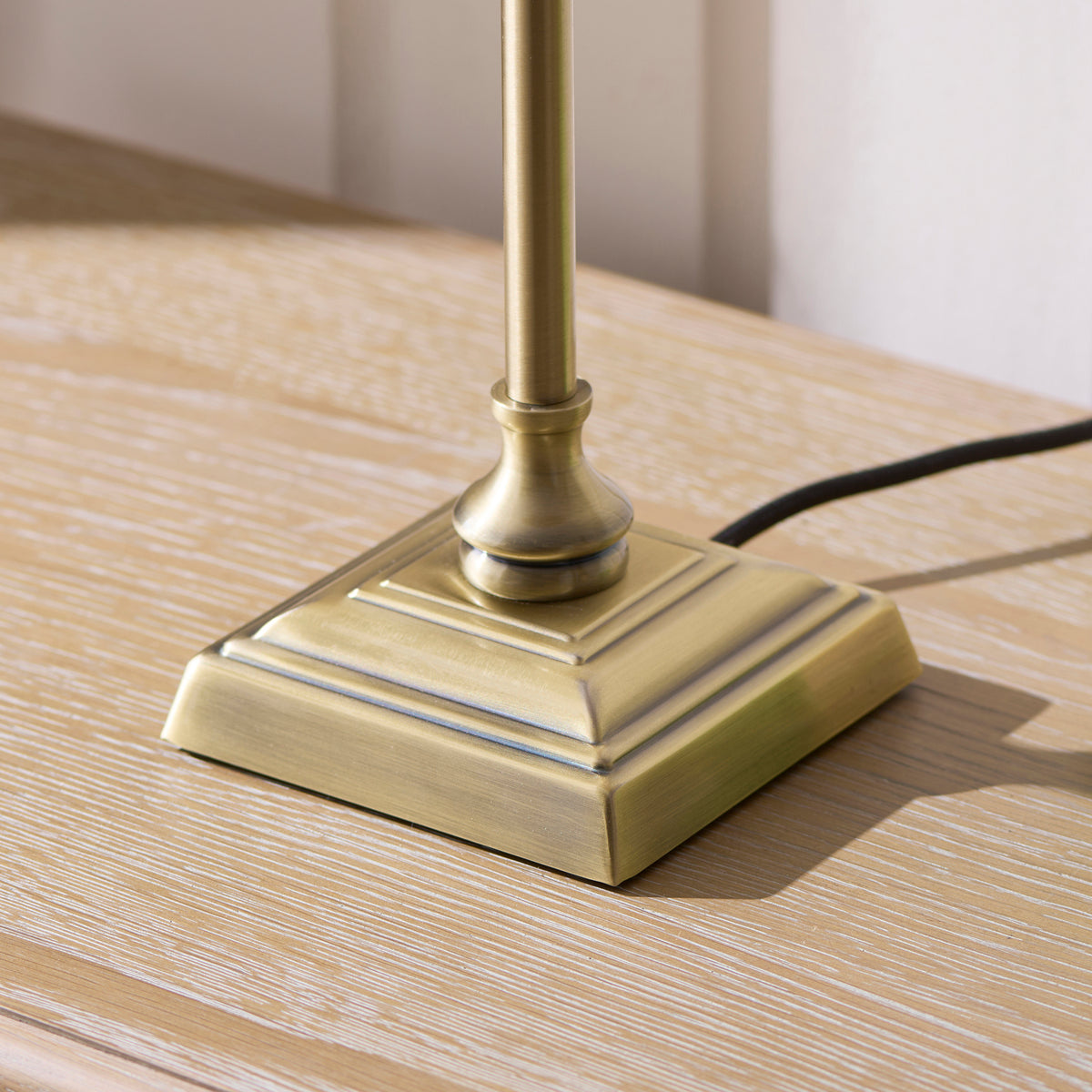 Endon Sylvie Table Light - Antique Brass Plate & Vintage White Cotton