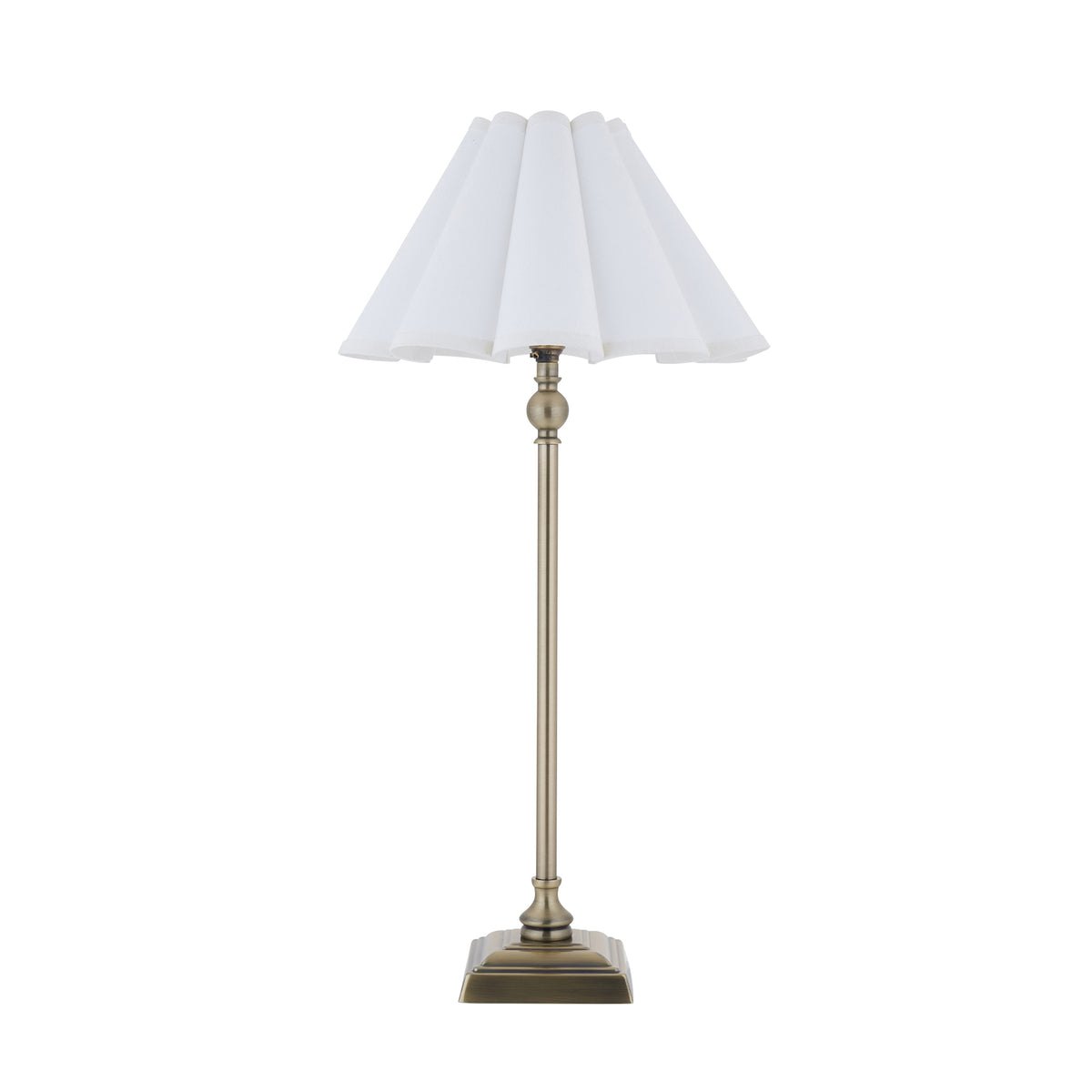 Endon Sylvie Table Light - Antique Brass Plate & Vintage White Cotton