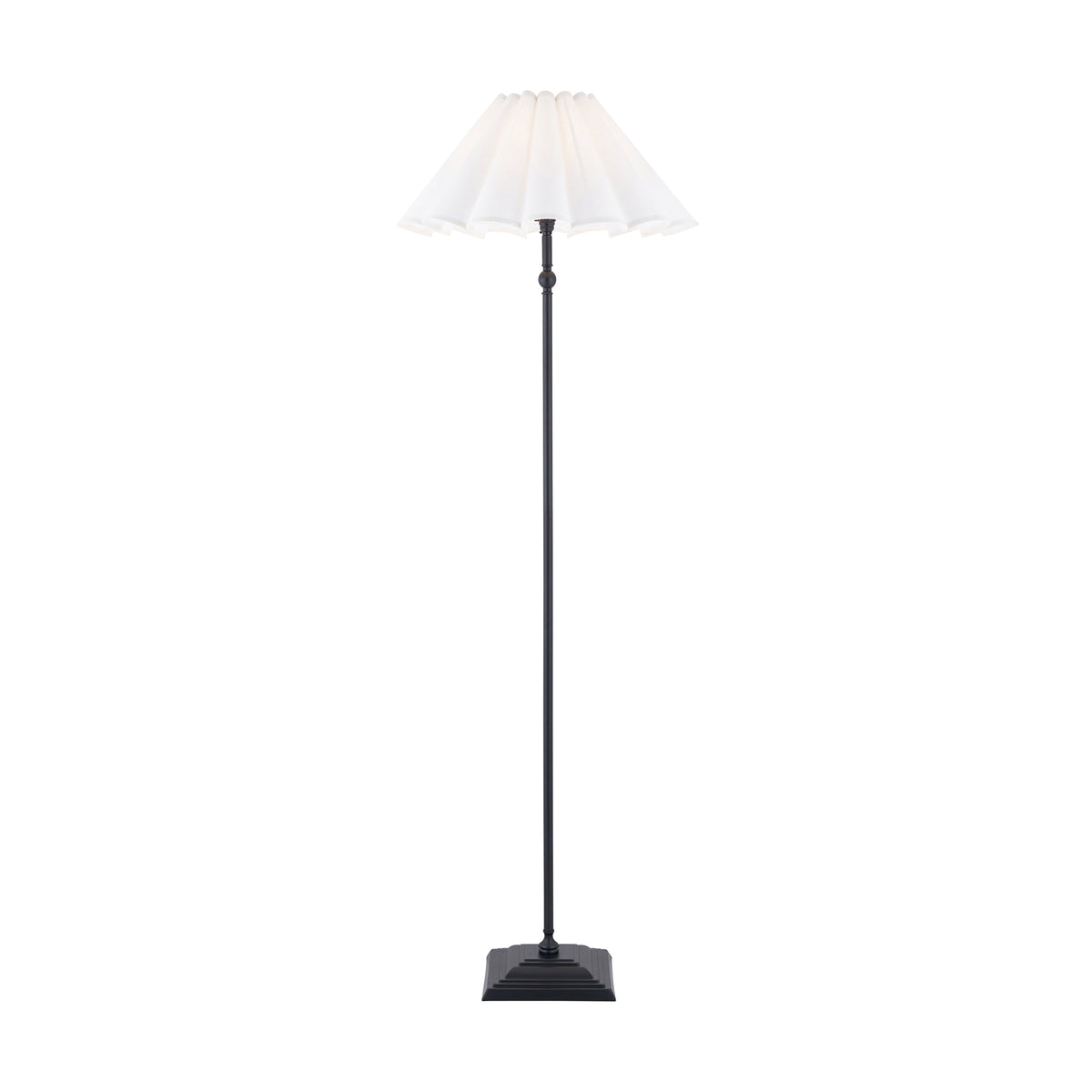 Endon Sylvie Floor Light - Matt Black & Vintage White Cotton