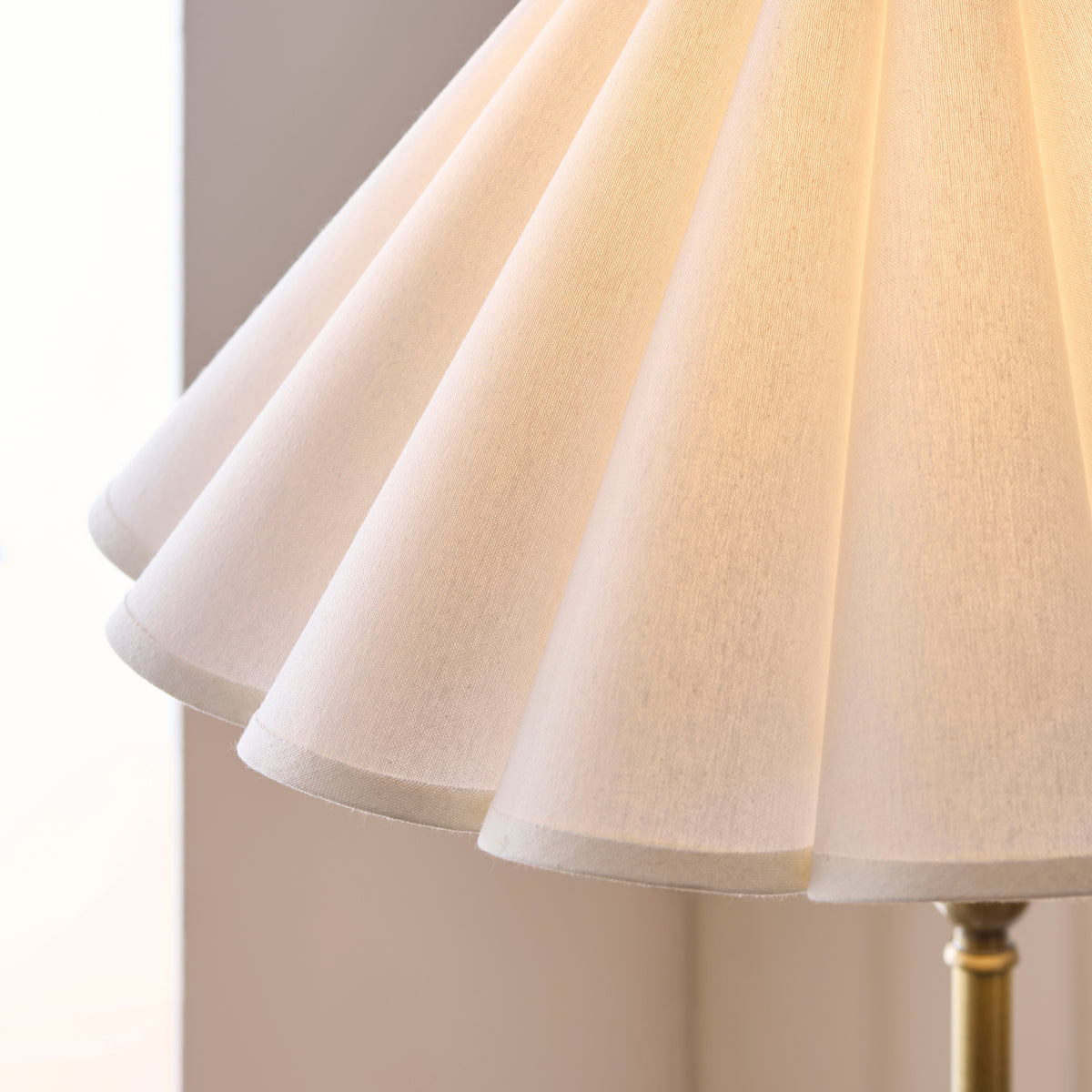Endon Sylvie Floor Light - Antique Brass Plate & Vintage White Cotton