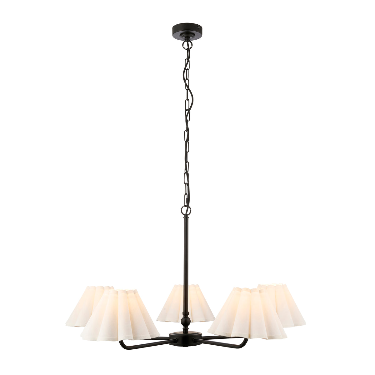 Endon Sylvie 5 Light Pendant - Matt Black & Vintage White Cotton