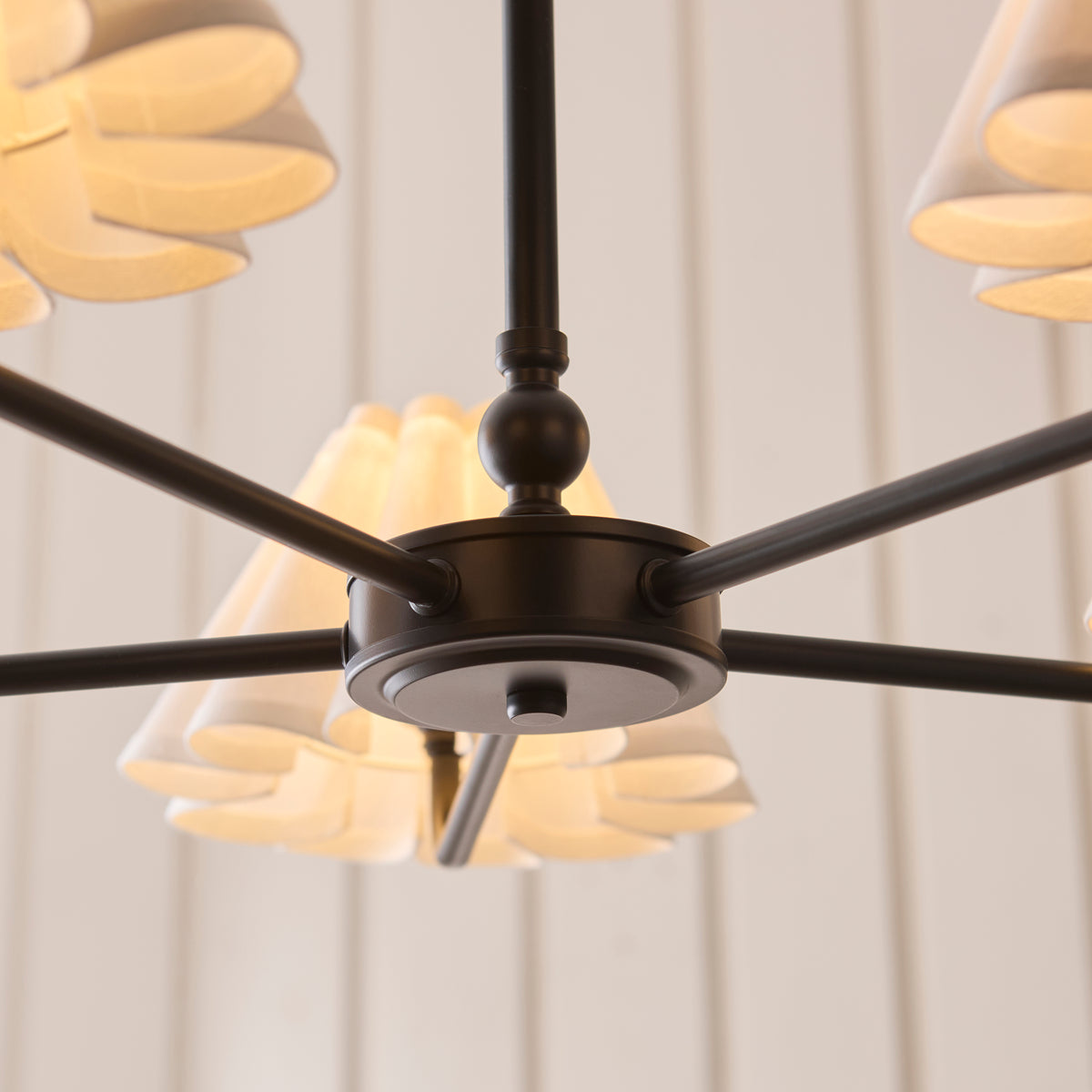 Endon Sylvie 5 Light Pendant - Matt Black & Vintage White Cotton
