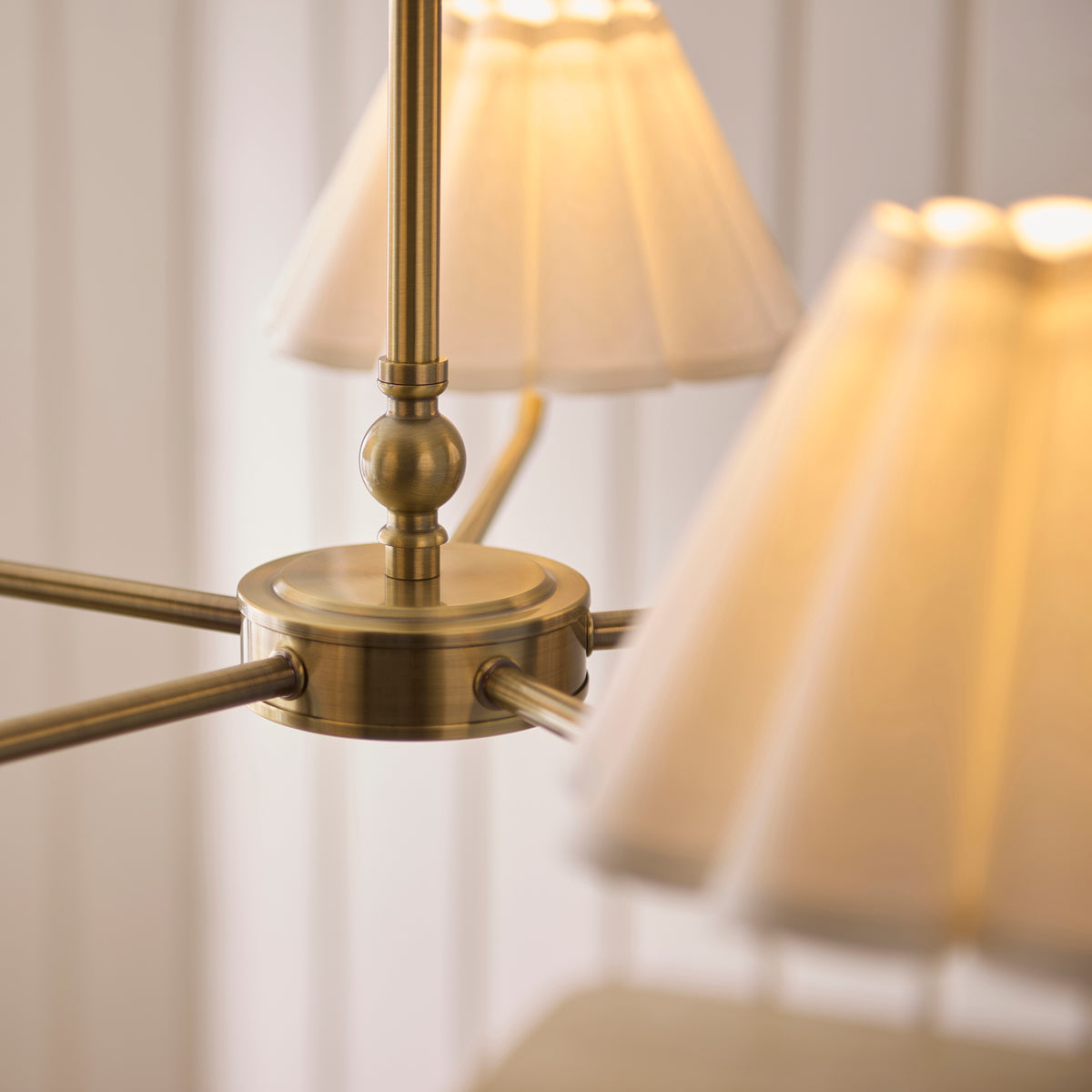 Endon Sylvie 5 Light Pendant - Antique Brass Plate & Vintage White Cotton