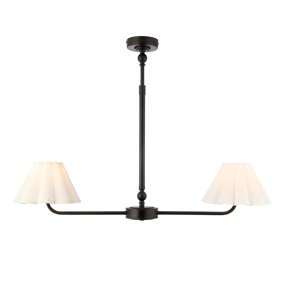 Endon Sylvie 2 Light Linear Pendant - Matt Black & Vintage White Cotton