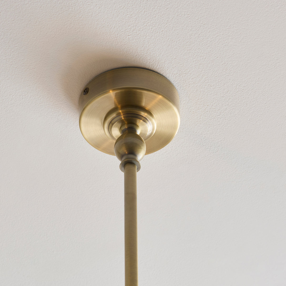 Endon Sylvie 2 Light Linear Pendant - Antique Brass Plate & Vintage White Cotton