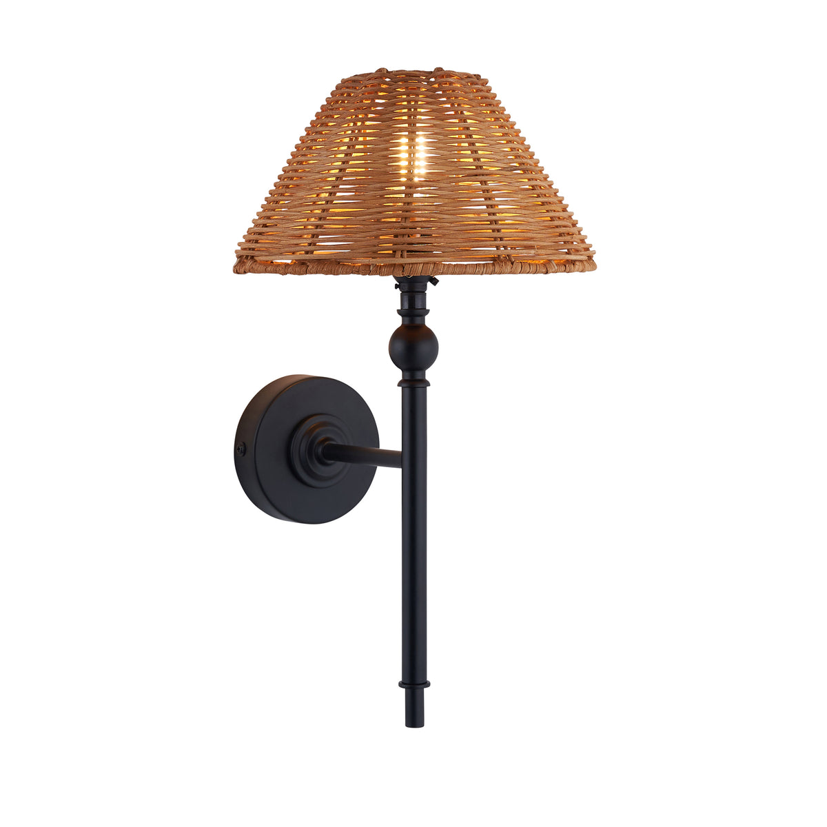 Endon Jericho Wall Light - Matt Black & Dark Rattan