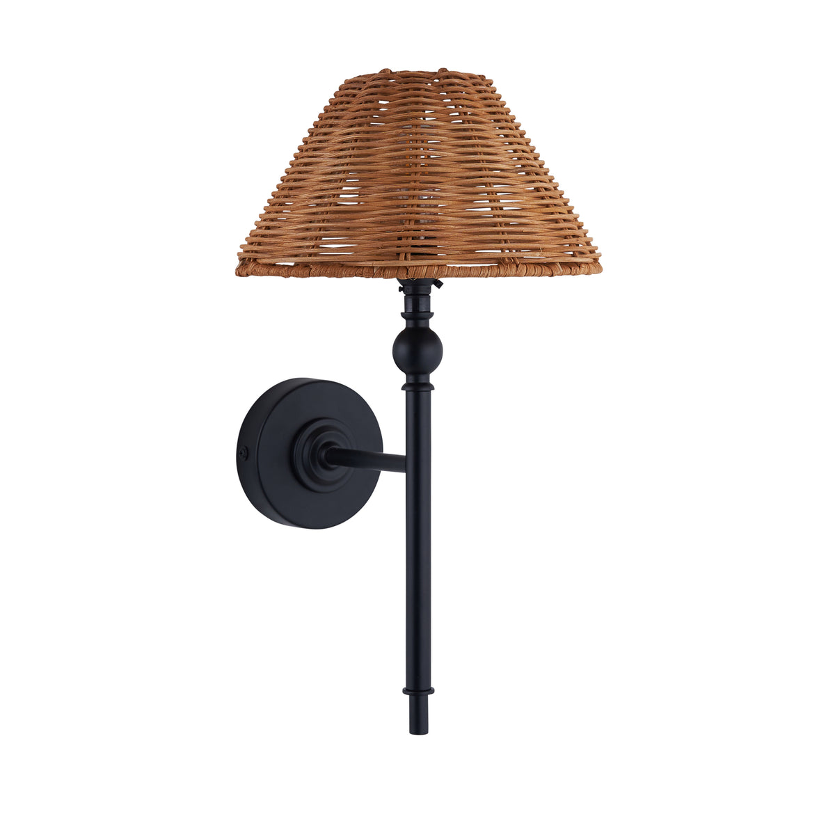 Endon Jericho Wall Light - Matt Black & Dark Rattan