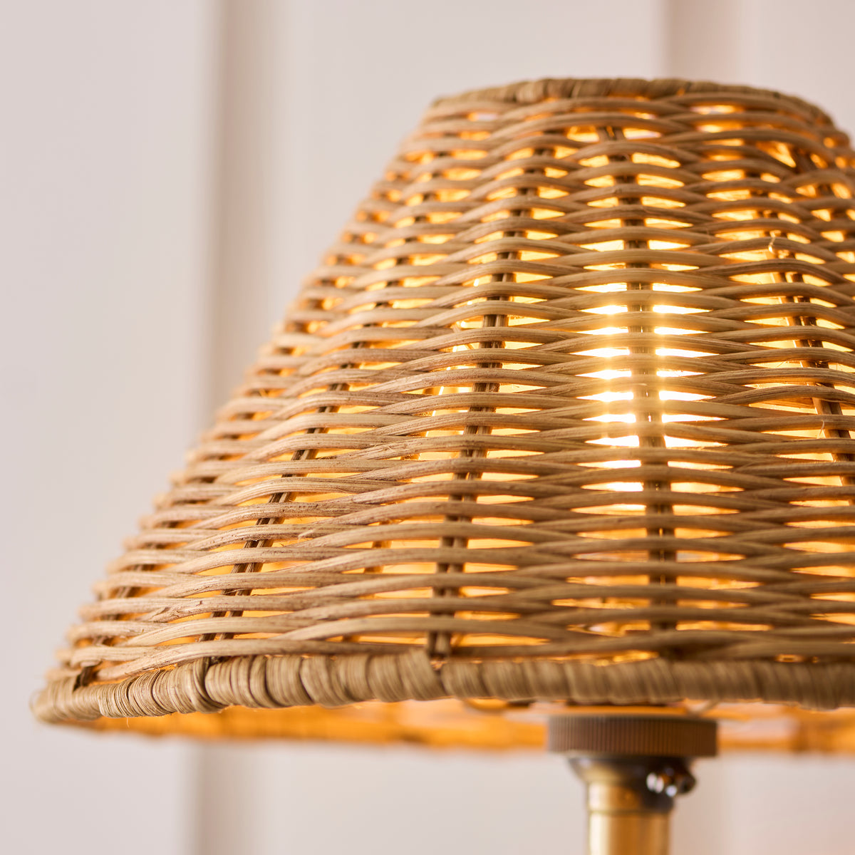 Endon Jericho Wall Light - Antique Brass Plate & Dark Rattan