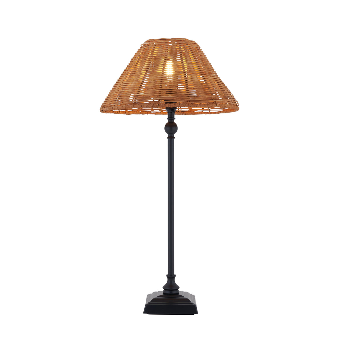 Endon Jericho Table Light - Matt Black & Dark Rattan