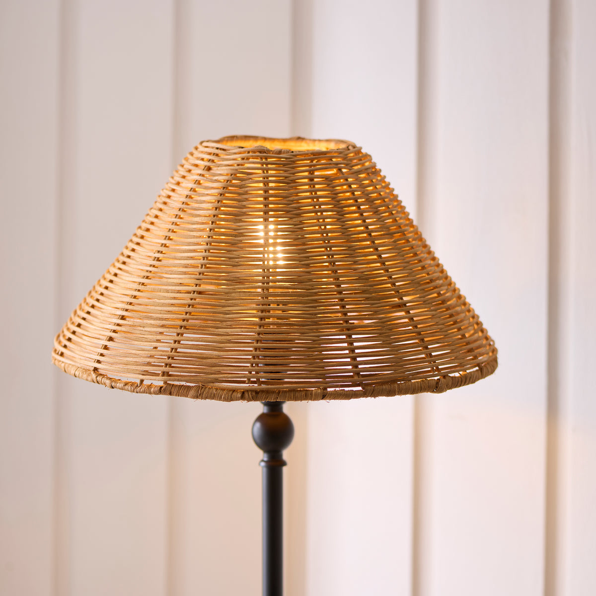 Endon Jericho Table Light - Matt Black & Dark Rattan