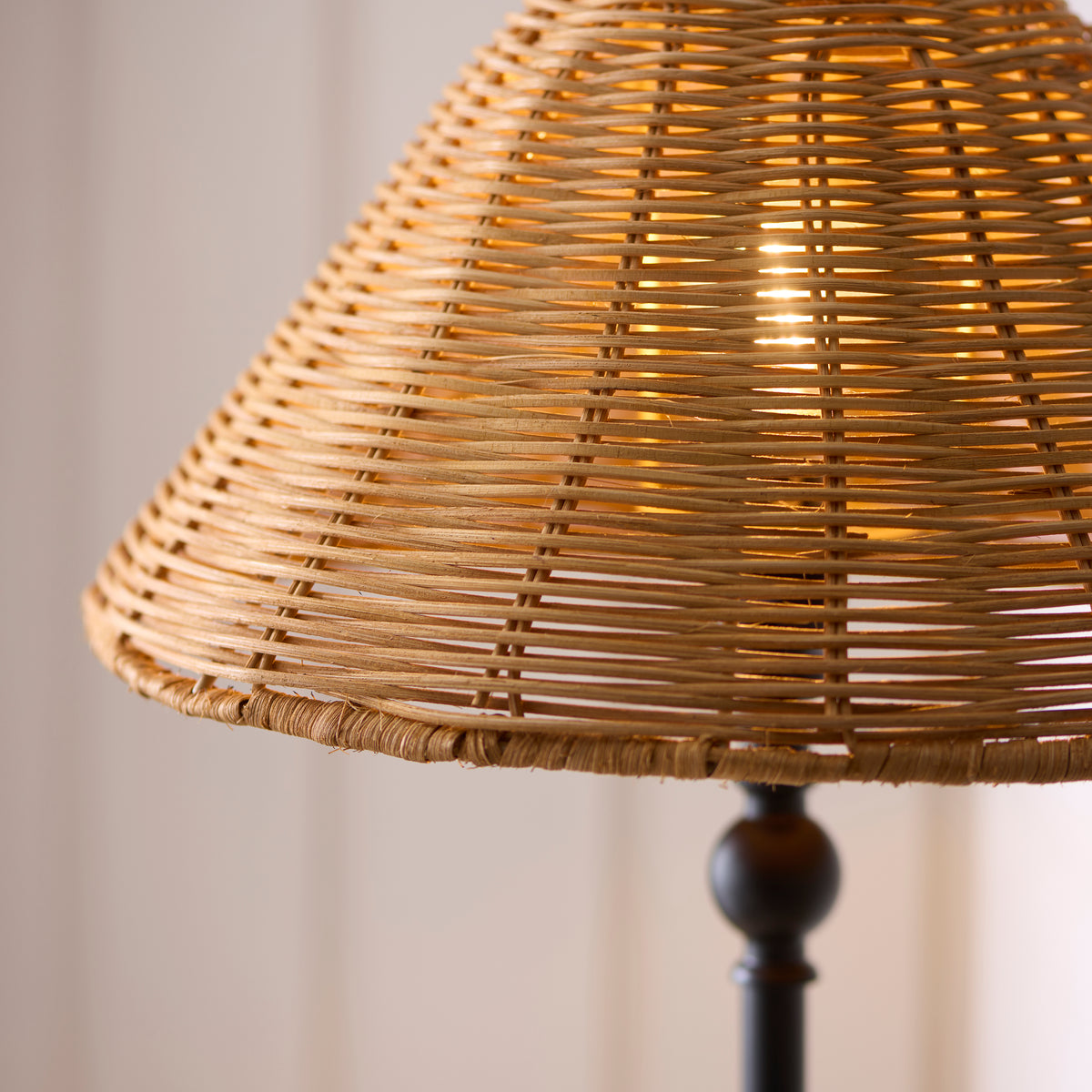 Endon Jericho Table Light - Matt Black & Dark Rattan