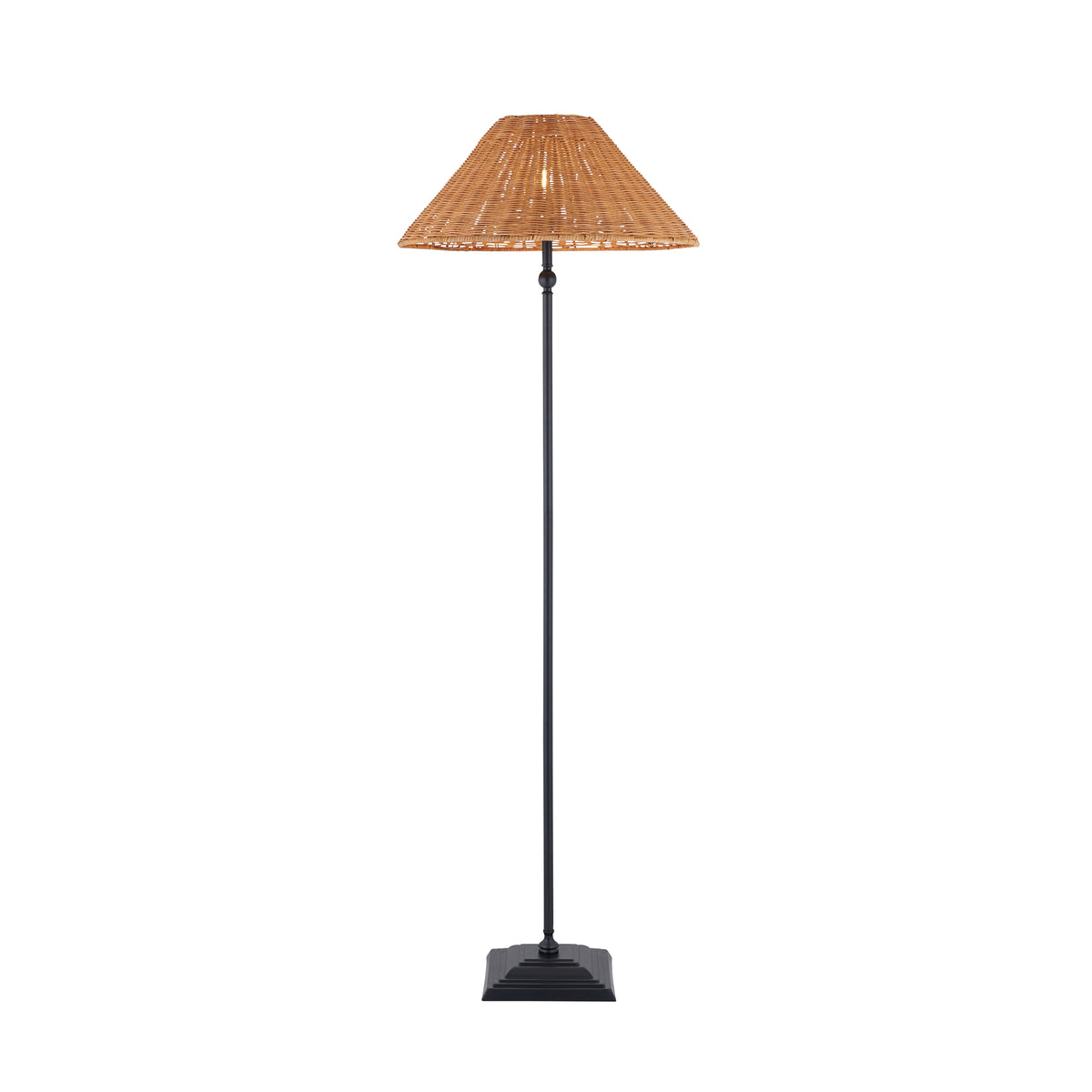 Endon Jericho Floor Light - Matt Black & Dark Rattan