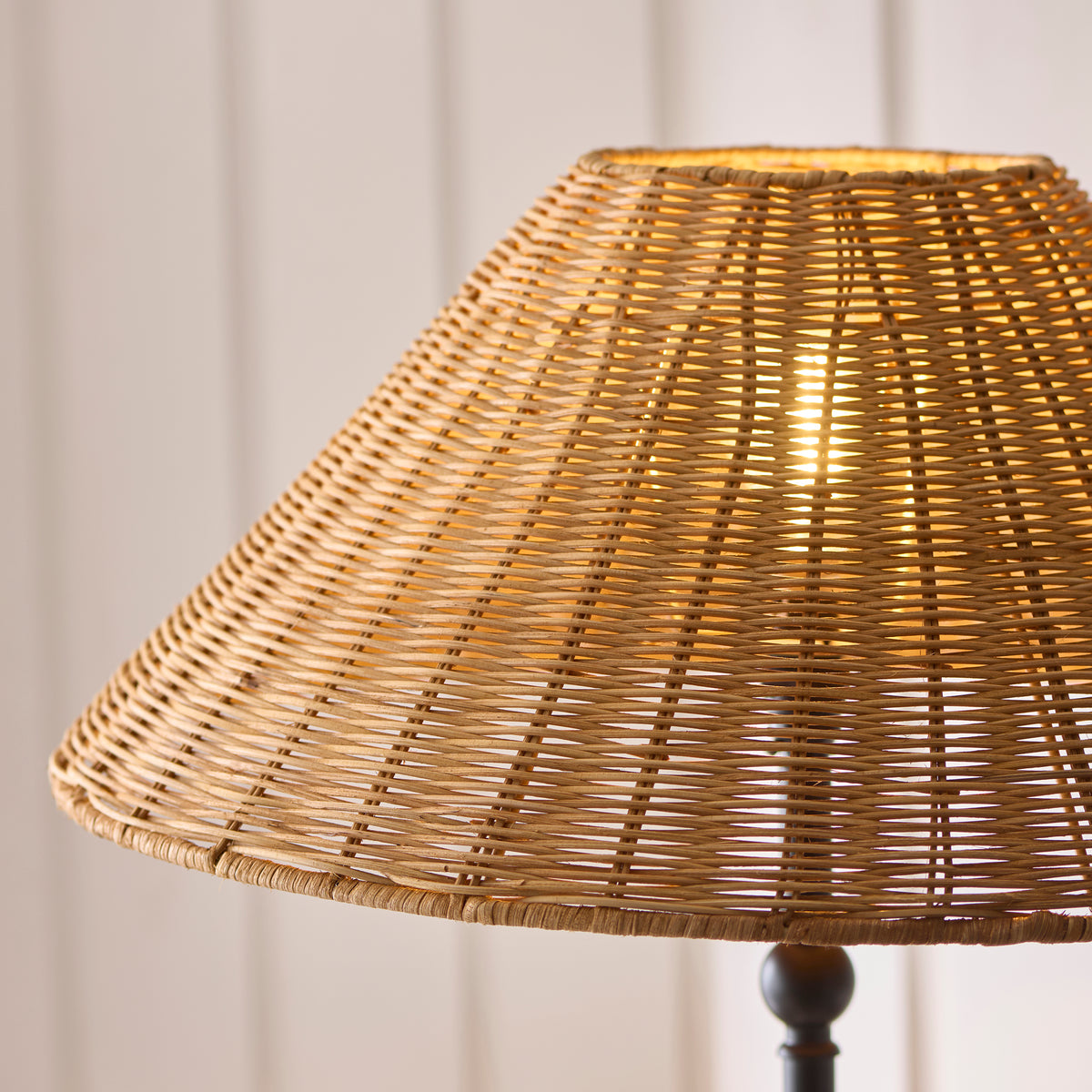 Endon Jericho Floor Light - Matt Black & Dark Rattan