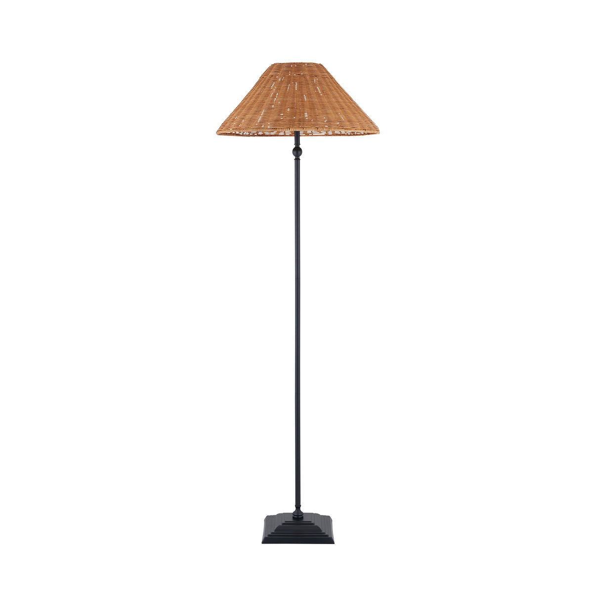 Endon Jericho Floor Light - Matt Black & Dark Rattan