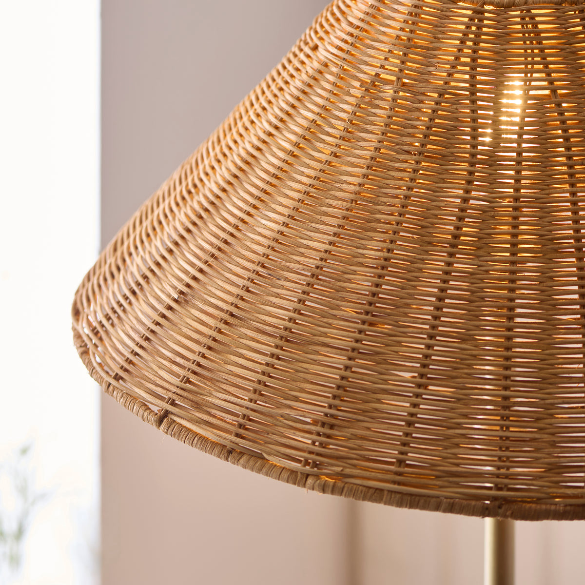Endon Jericho Floor Light - Antique Brass Plate & Dark Rattan