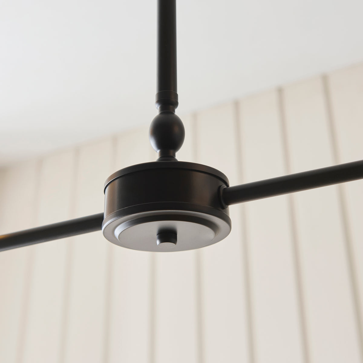 Endon Jericho 2 Light Linear Pendant - Matt Black & Dark Rattan