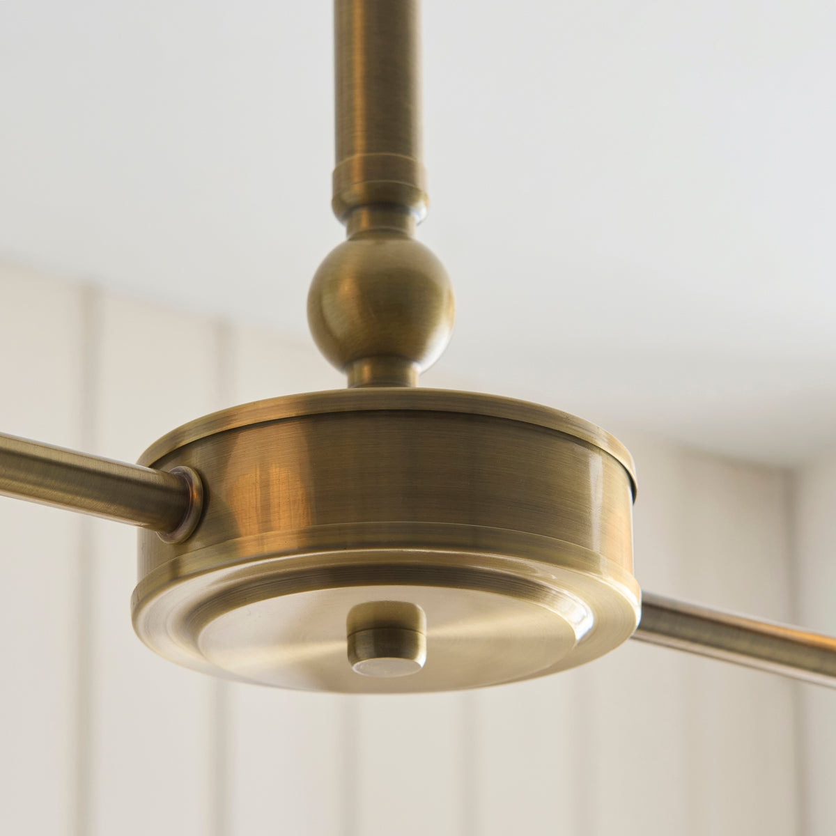 Endon Jericho 2 Light Linear Pendant - Antique Brass Plate & Dark Rattan