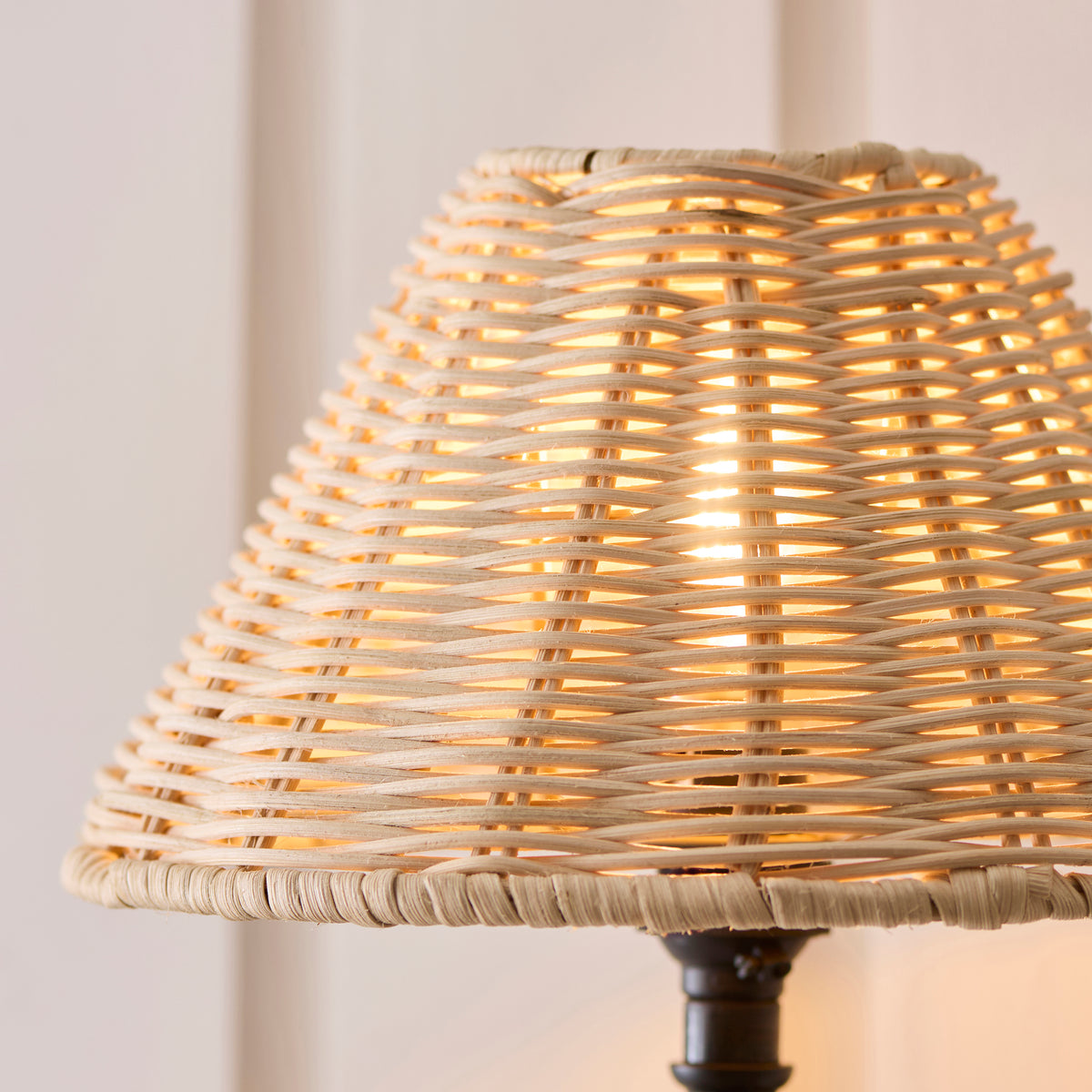 Endon Jericho Wall Light - Matt Black & Natural Rattan