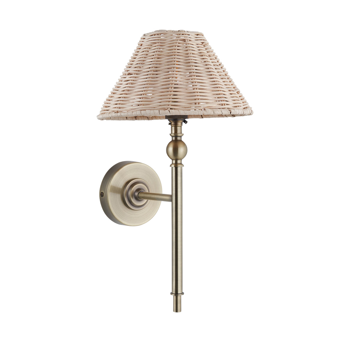 Endon Jericho Wall Light - Antique Brass Plate & Natural Rattan
