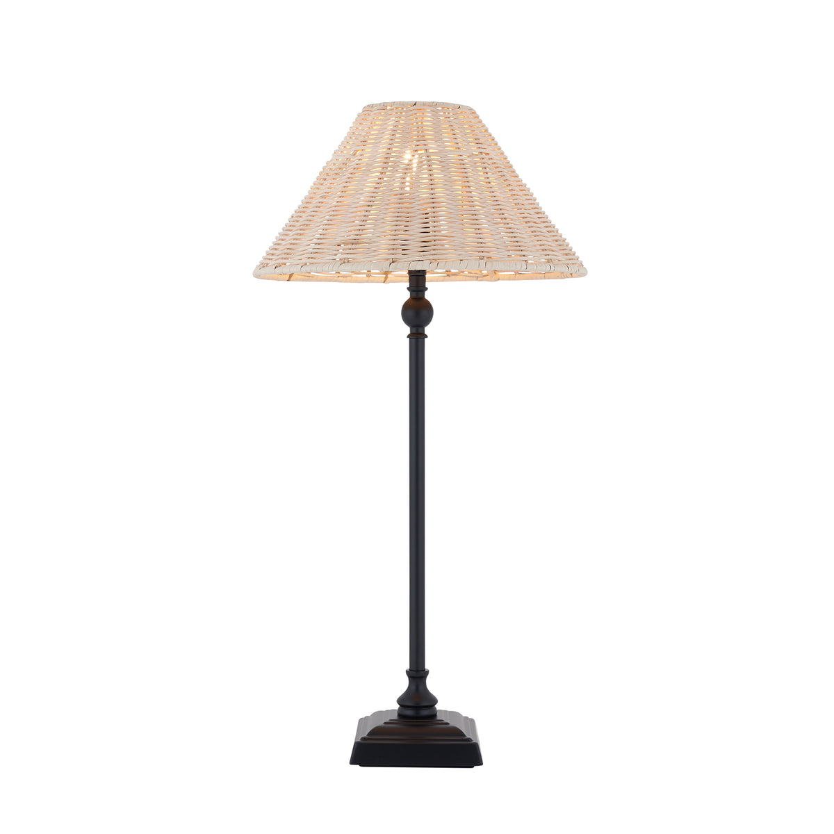 Endon Jericho Table Light - Matt Black & Natural Rattan