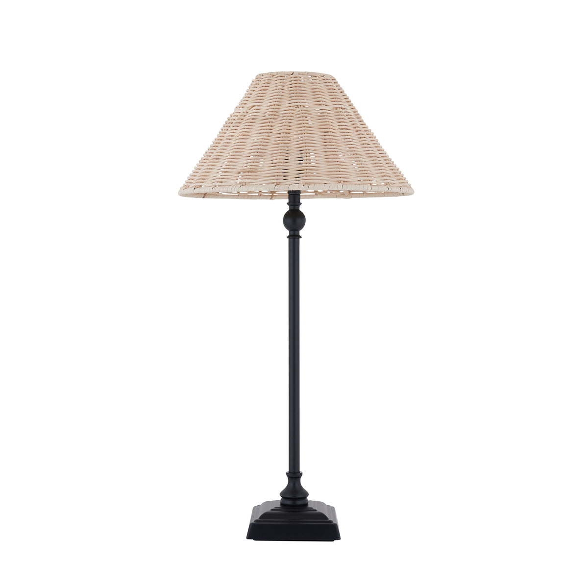 Endon Jericho Table Light - Matt Black & Natural Rattan