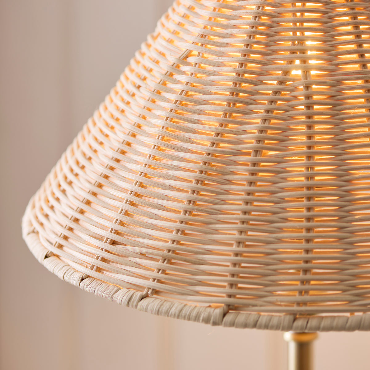 Endon Jericho Table Light - Antique Brass Plate & Natural Rattan
