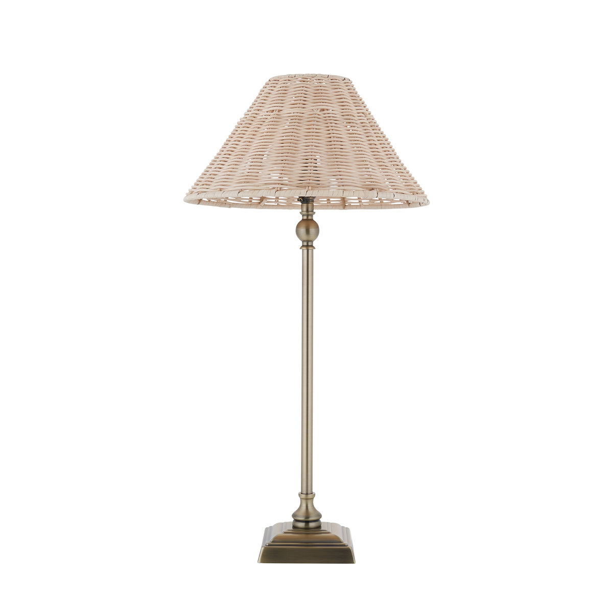 Endon Jericho Table Light - Antique Brass Plate & Natural Rattan