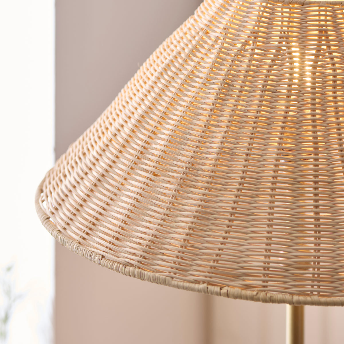 Endon Jericho Floor Light - Antique Brass Plate & Natural Rattan