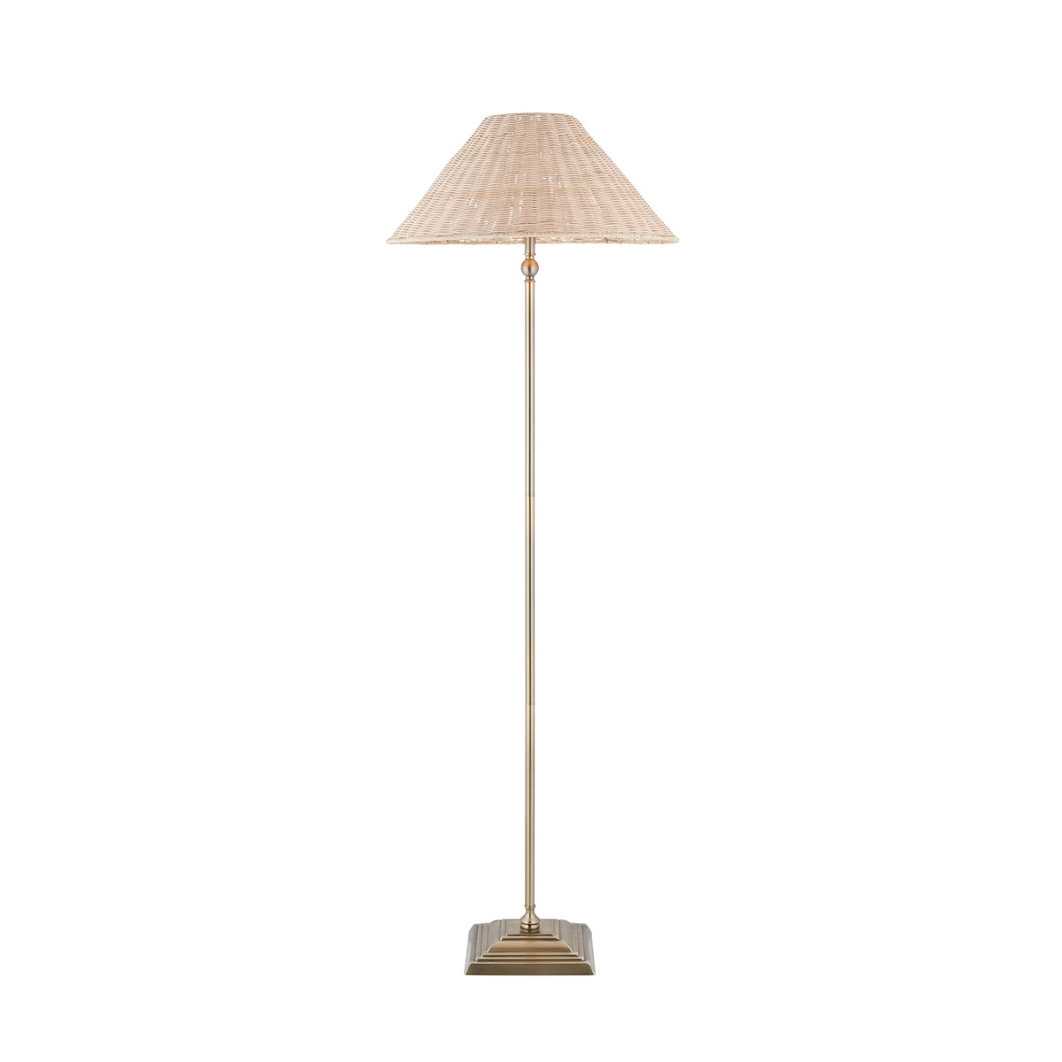 Endon Jericho Floor Light - Antique Brass Plate & Natural Rattan