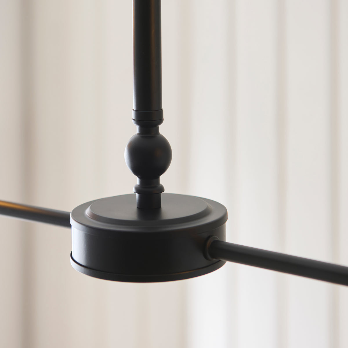 Endon Jericho 2 Light Linear Pendant - Matt Black & Natural Rattan