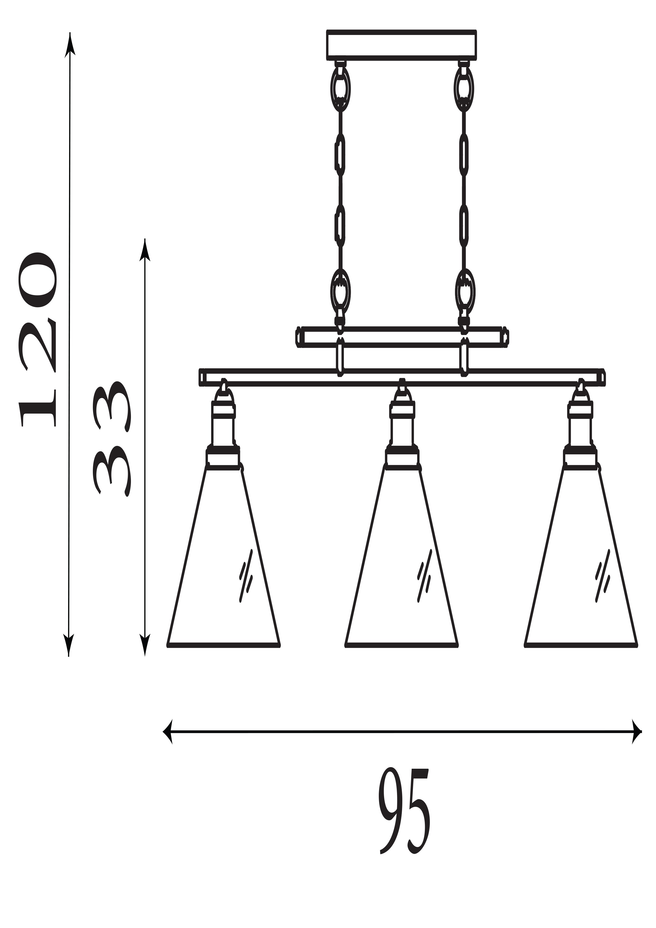 Searchlight Picton 3 Light Pendant Antique Brass, Clear Glass Shade