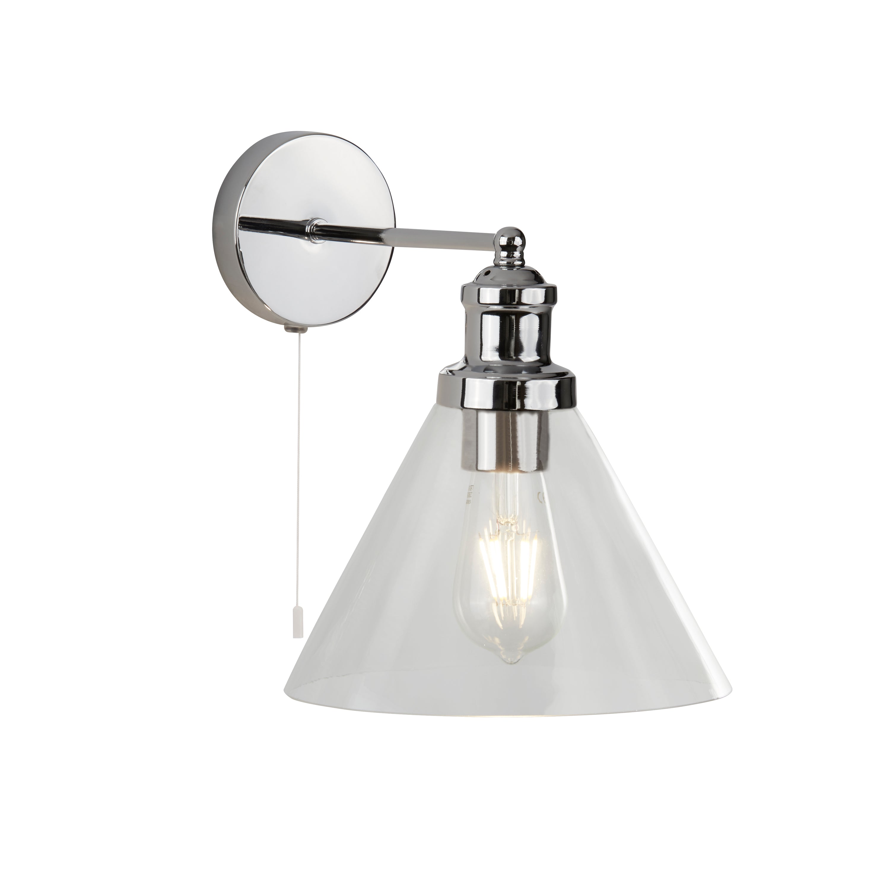 Searchlight Picton Wall Light - Chrome Metal & Glass