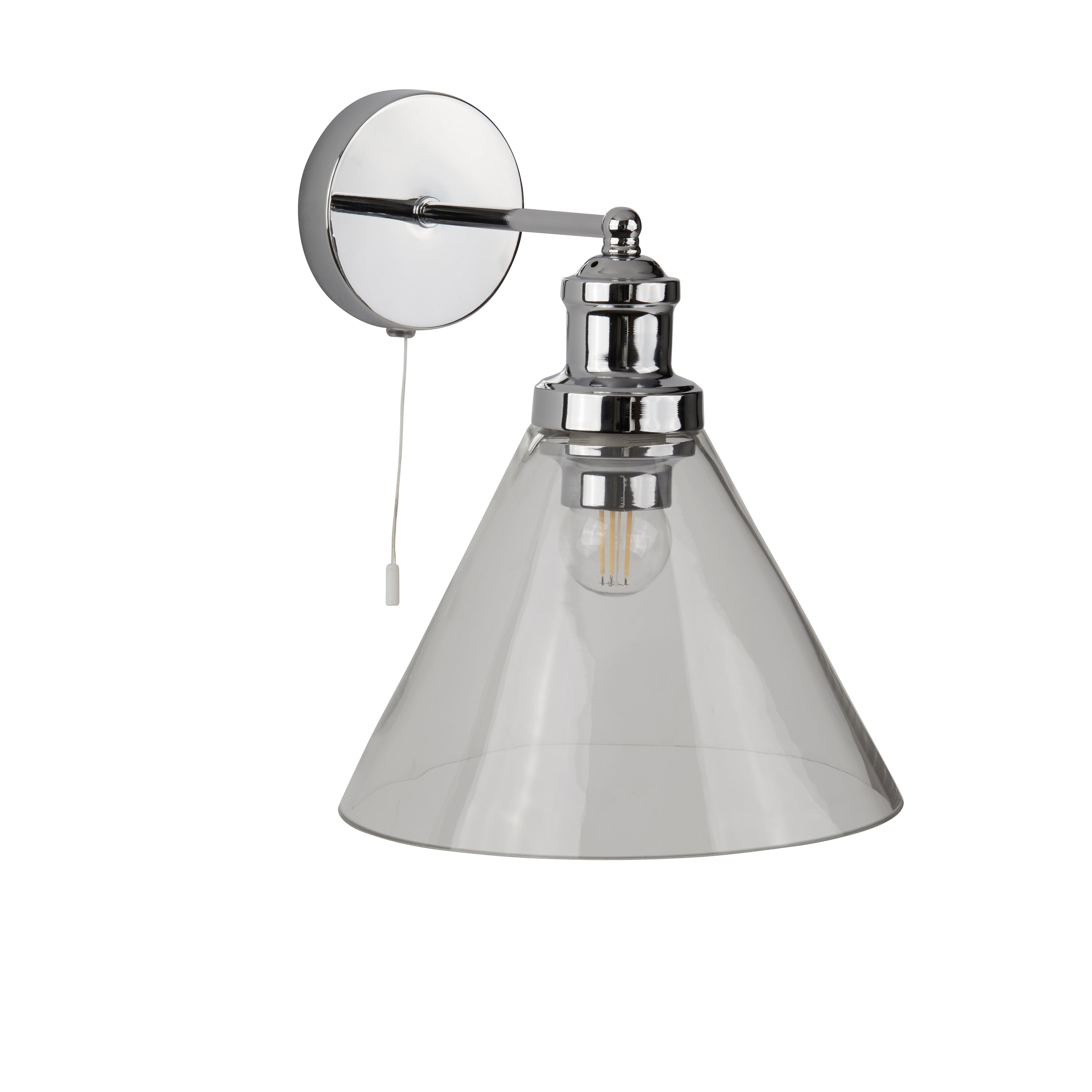 Searchlight Picton Wall Light - Chrome Metal & Glass