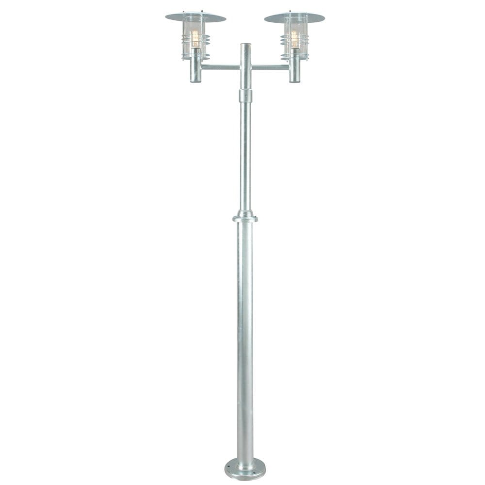 Norlys Stockholm 2 Light Twin Lamp Post - Galvanised
