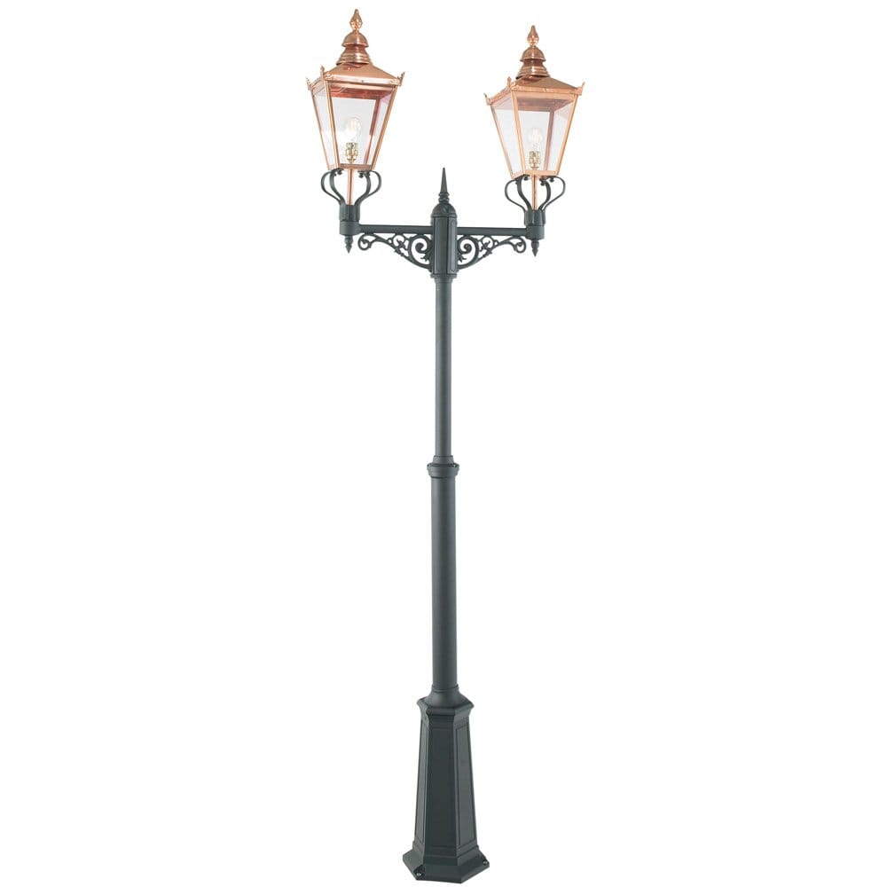 Norlys Chelsea Twin Head Lamp Post - Black & Copper