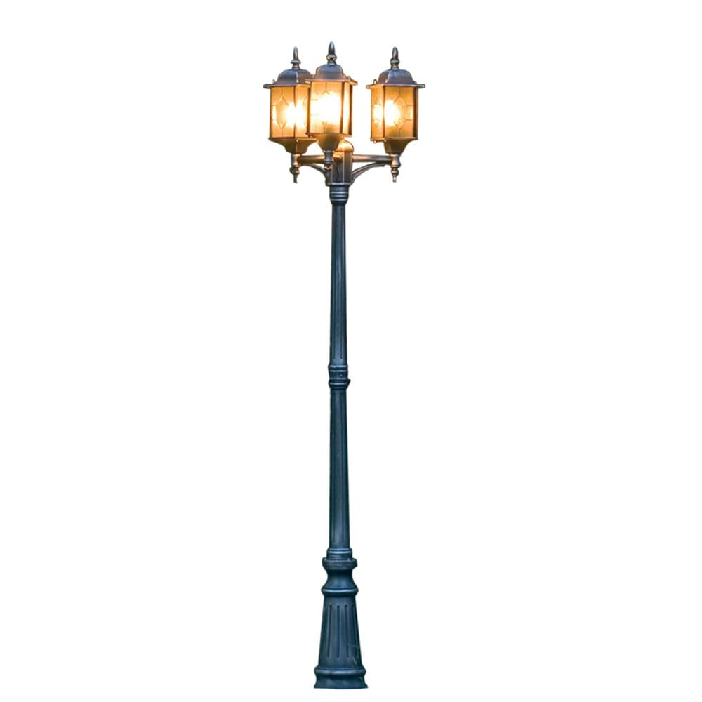 Konstsmide Milano Triple Head Lampost - Black