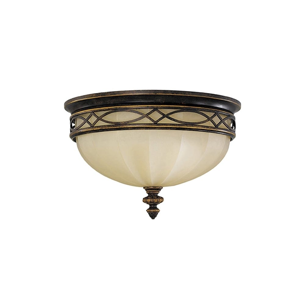 Feiss Drawing Room Rounded 3 Light Flush Fitting - Walnut