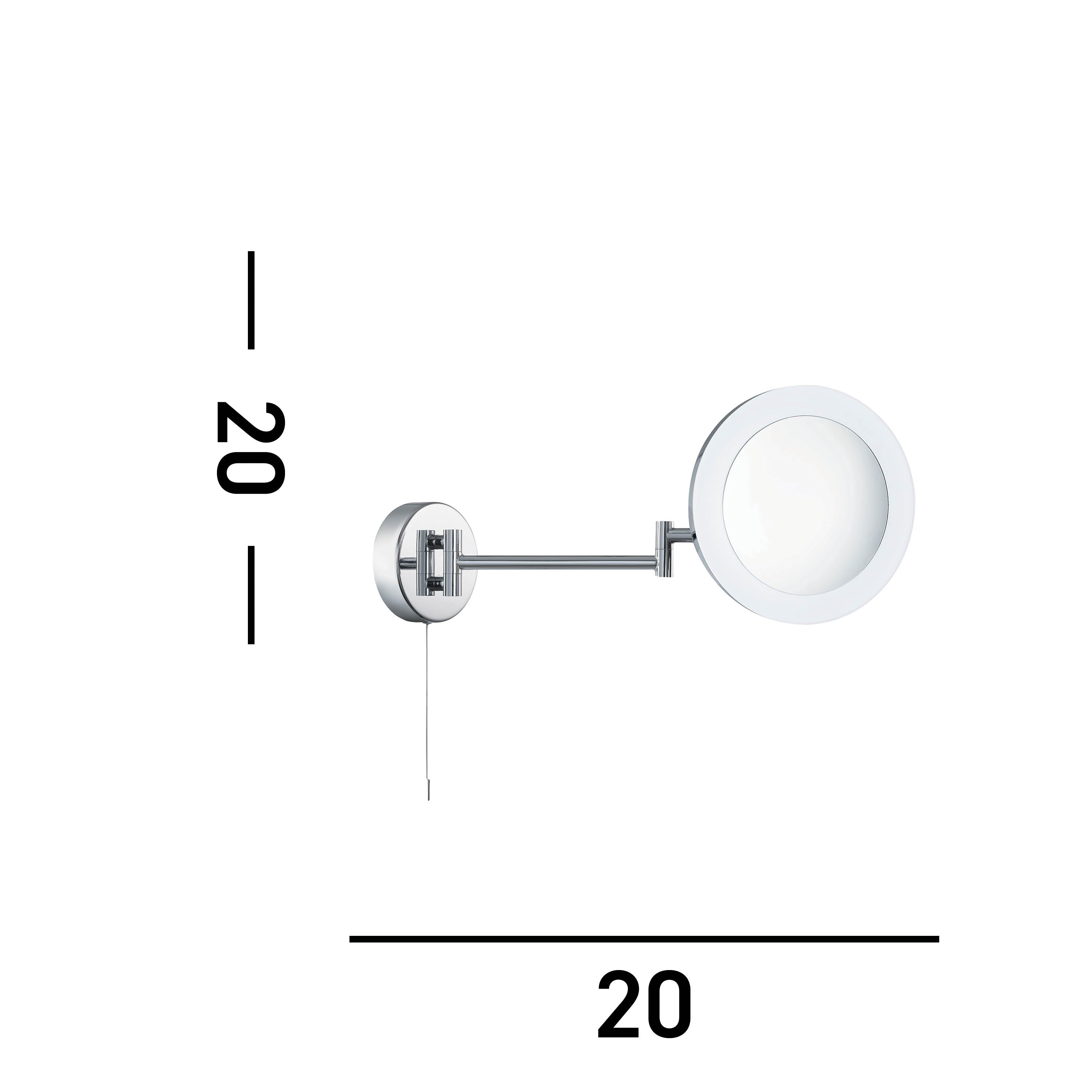 Searchlight IP44 Chrome Illuminated Adjustable Bathroom Magnifying Mirror