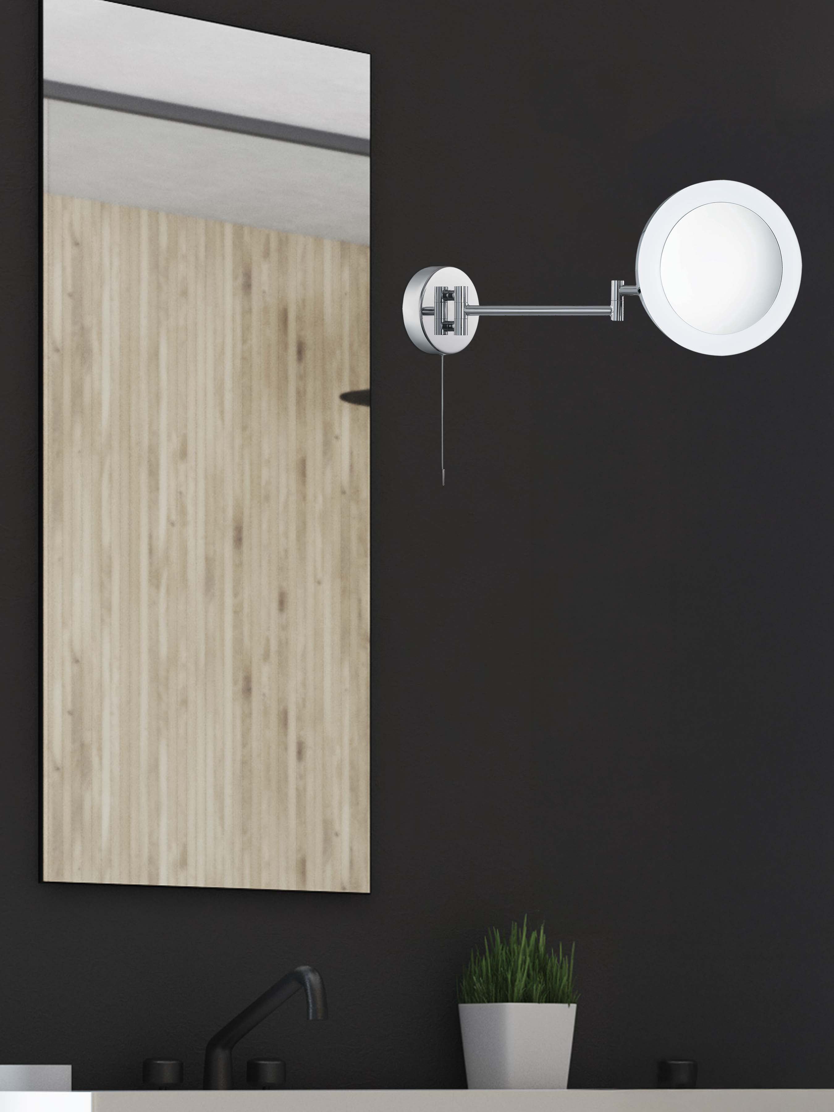 Searchlight IP44 Chrome Illuminated Adjustable Bathroom Magnifying Mirror