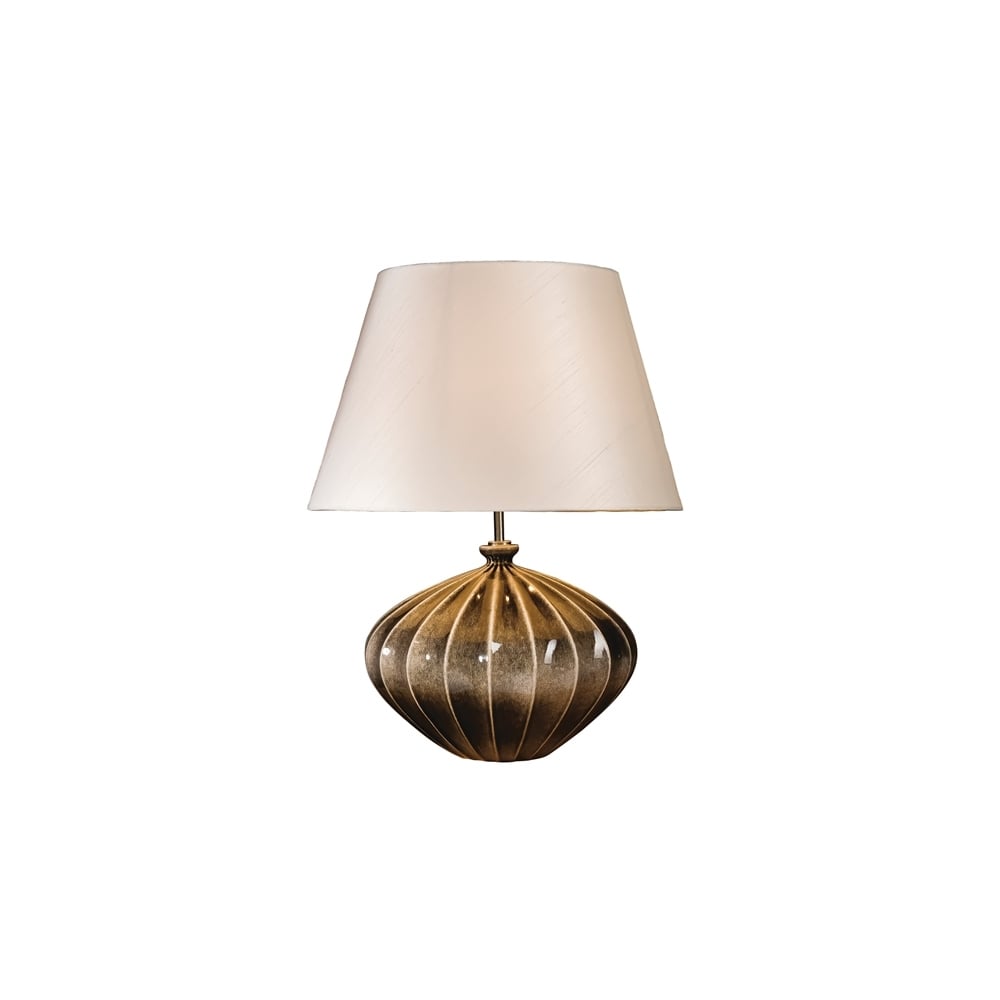 Elstead Ribbed Pumpkin Single Table Lamp - Brown & Black