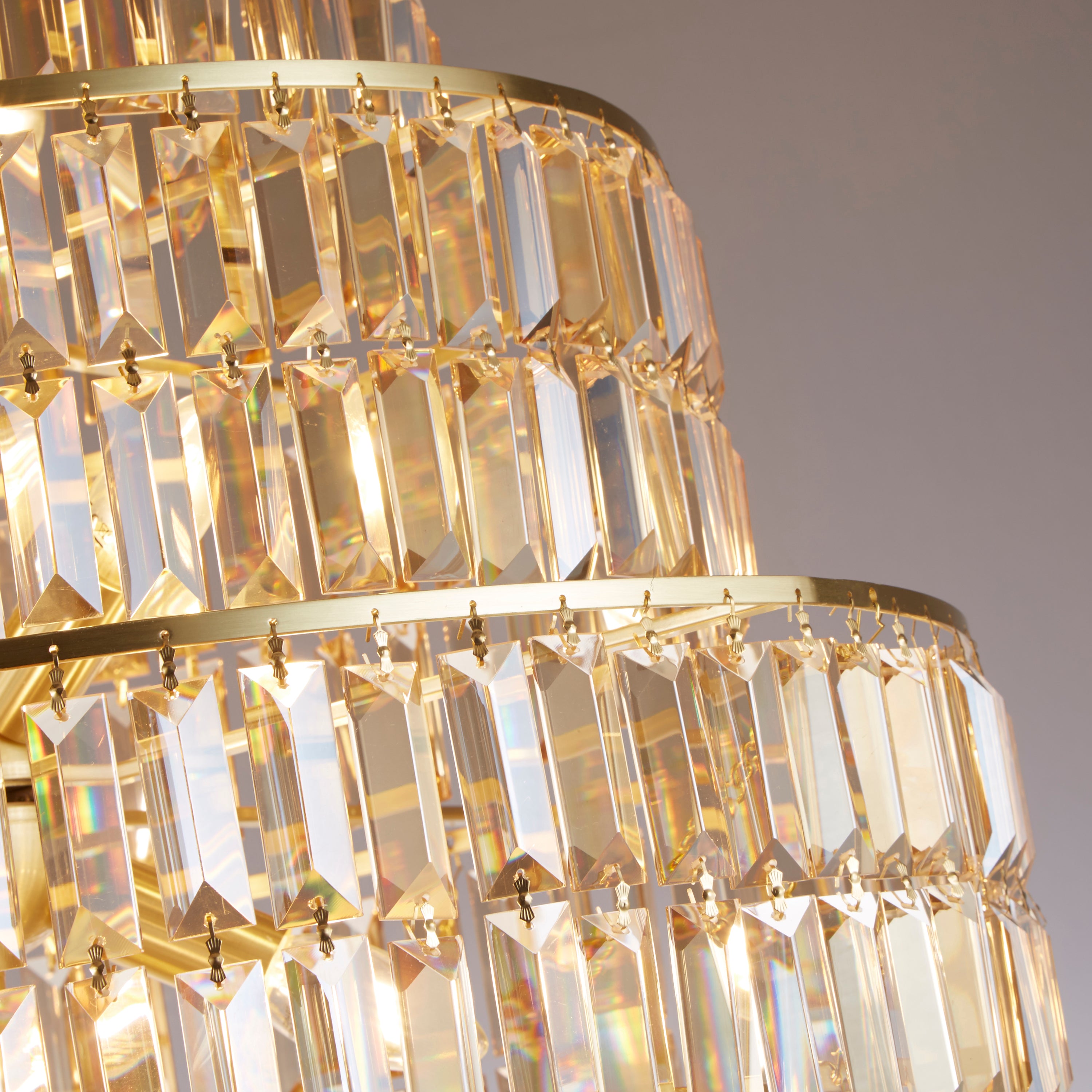 Searchlight Edith 13 Light Chandelier - Satin Brass & Champagne Glass
