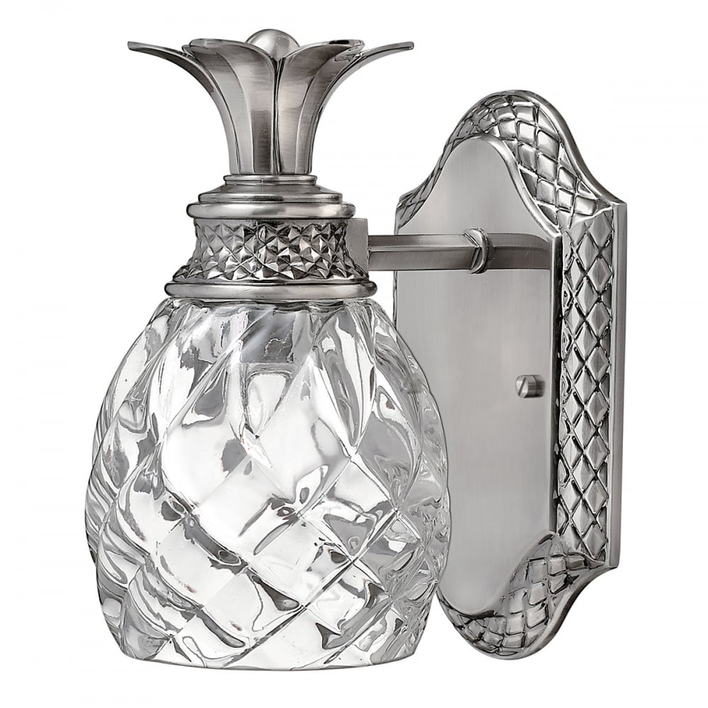 Hinkley Plantation Single Wall Light - Polished Antique Nickel & Glass Shade