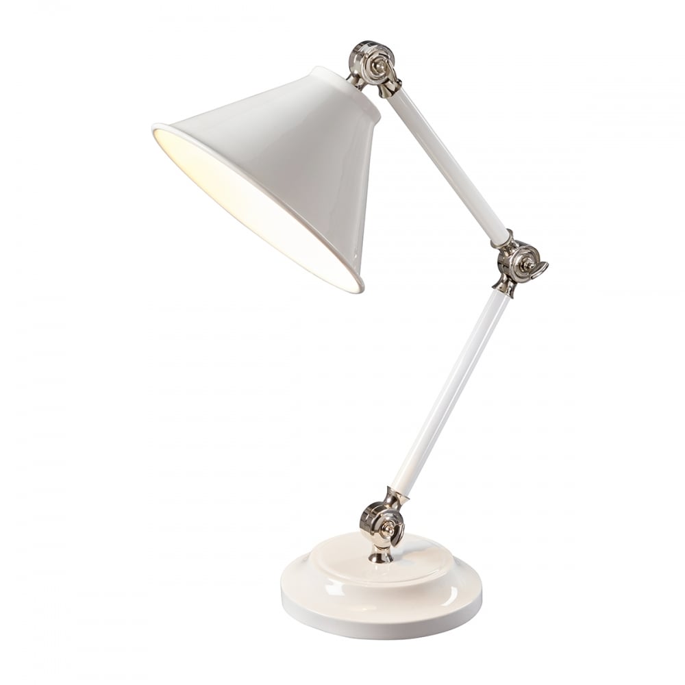 Elstead Provence Element Single Mini Table Lamp - White & Polished Nickel