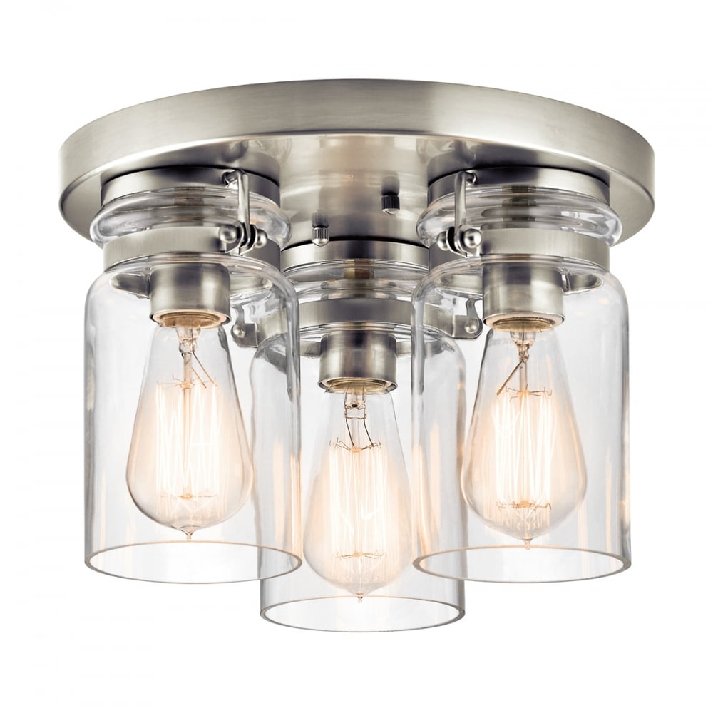 Kichler Brinley 3 Light Flush Fitting - Brushed Nickel