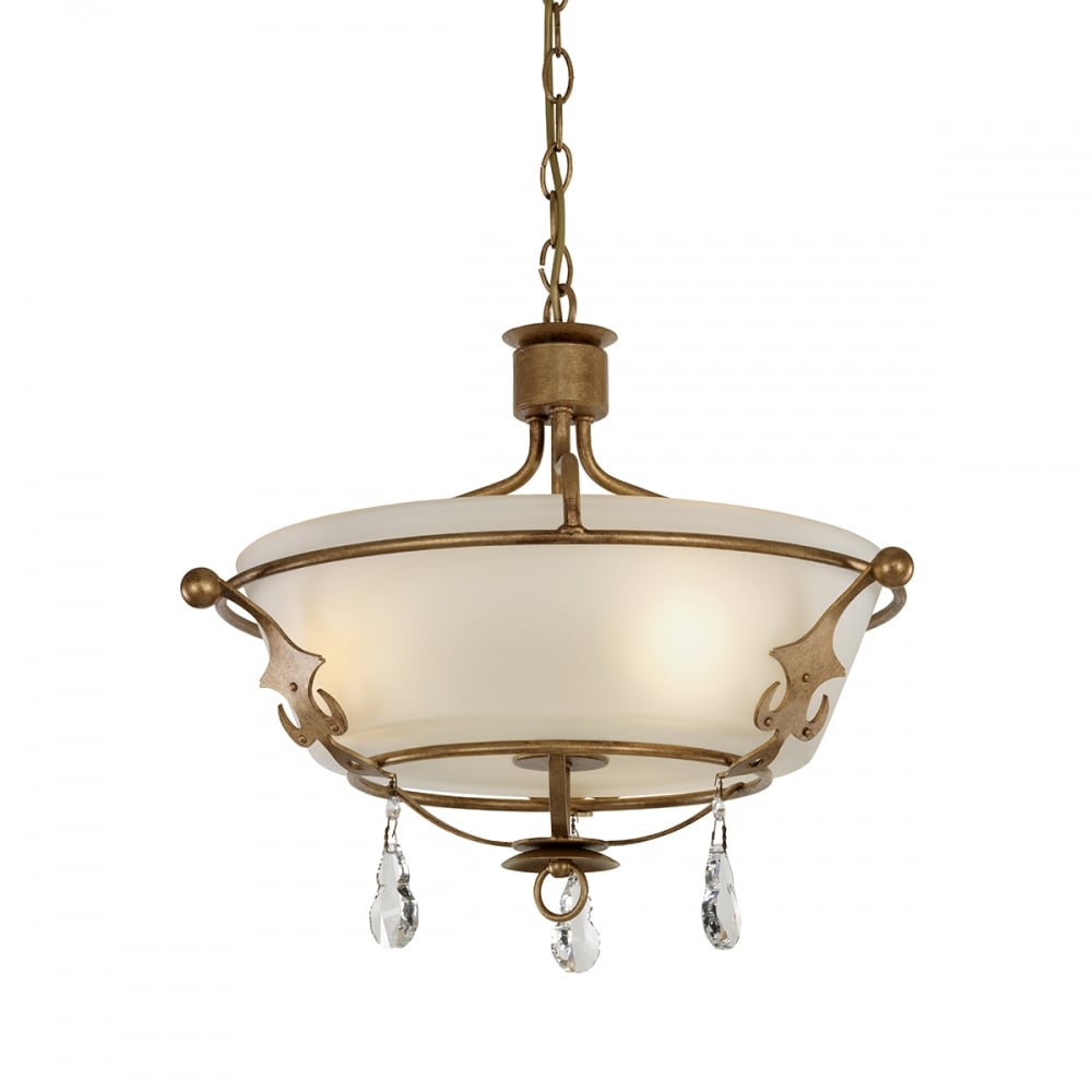 Elstead Windsor 3 Light Semi-Flush Fitting - Gold Patina