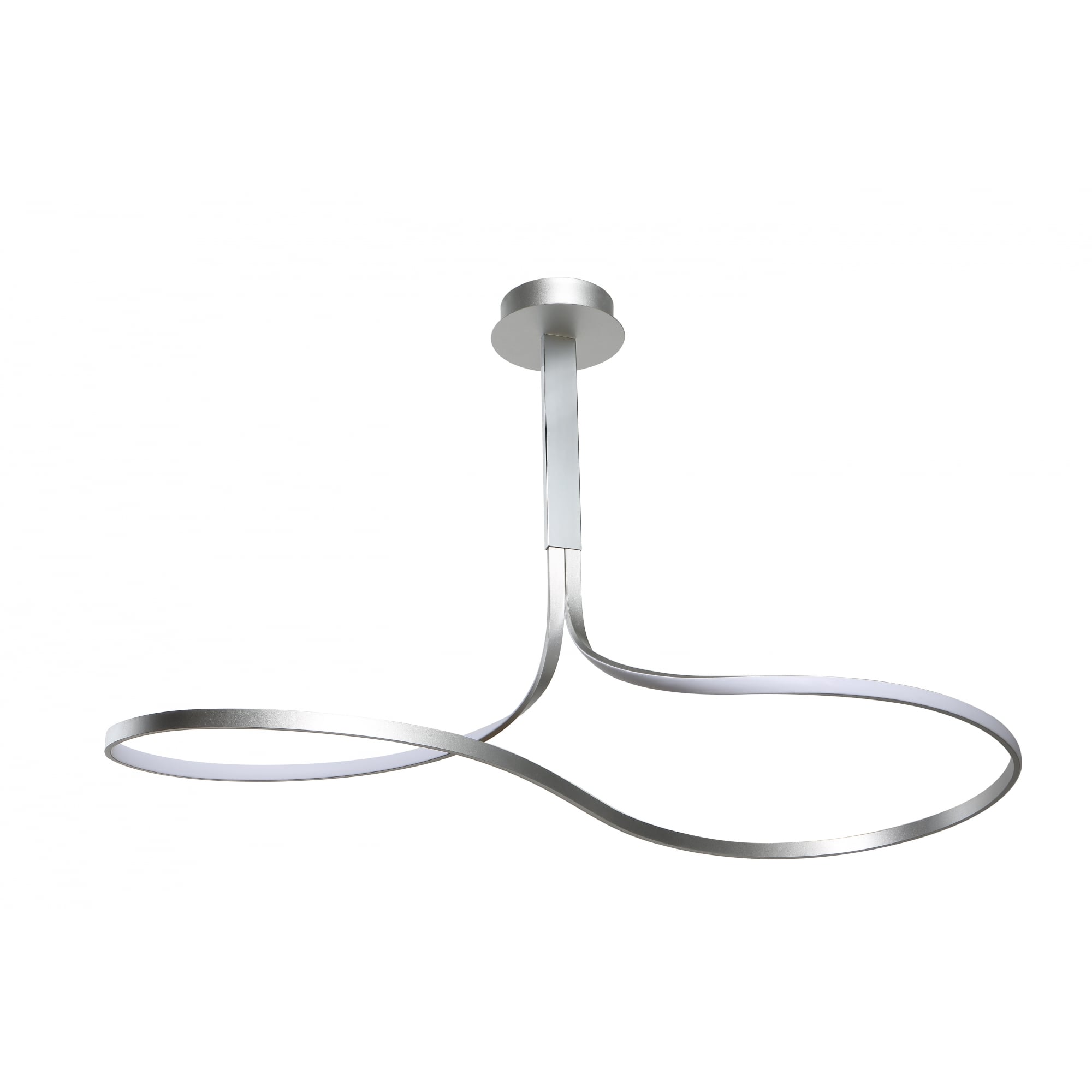 Mantra Nur XL LED Rectangular Semi-Flush Fitting - Silver/Chrome/Acrylic Diffuser