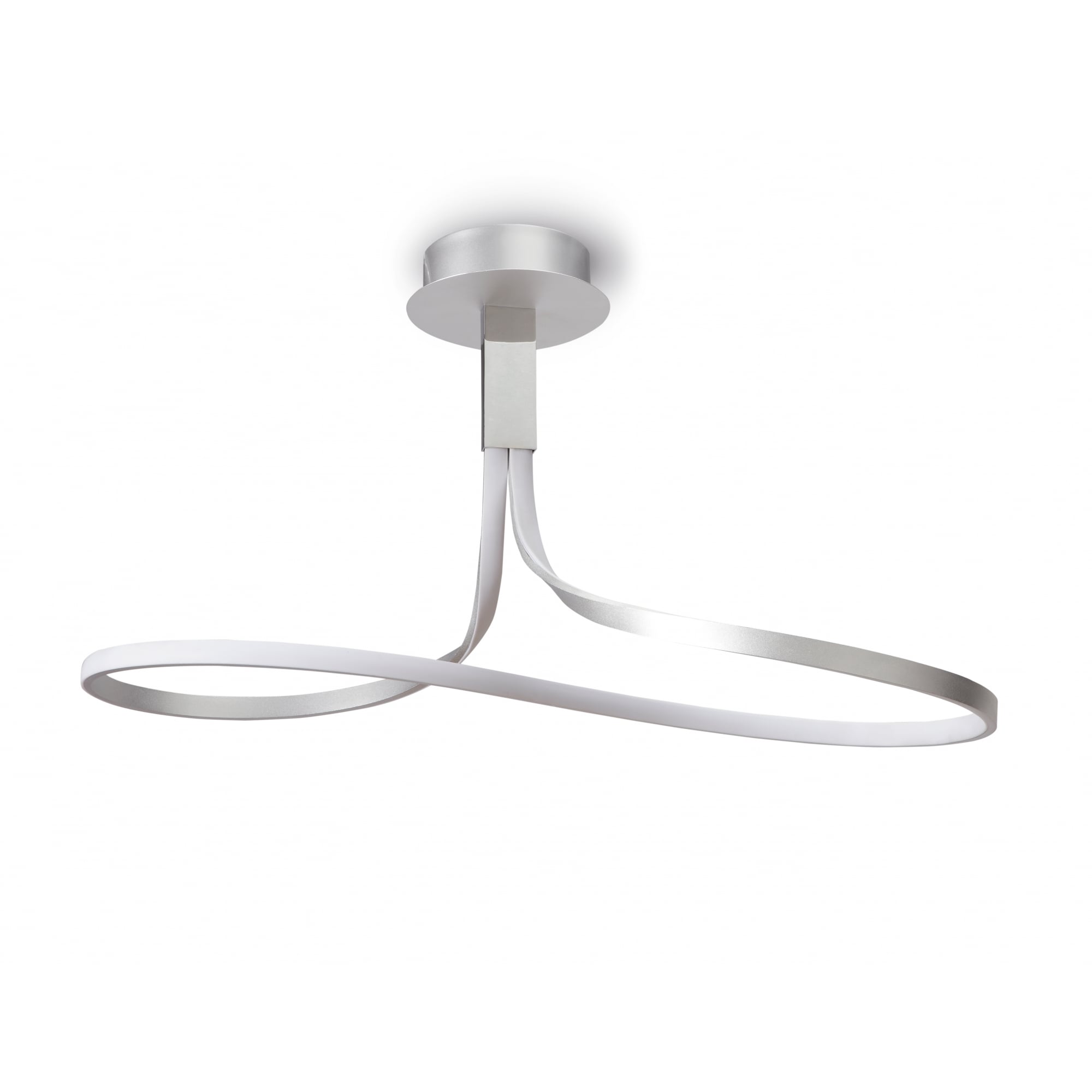 Mantra Nur LED Dimmable Rectangular Semi-Flush Fitting - Polished Chrome, Silver, Frosted Acrylic