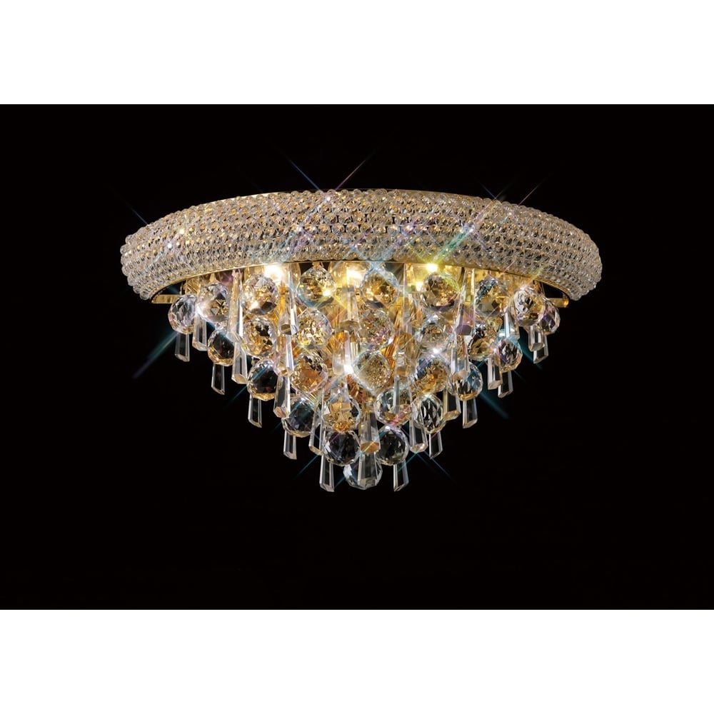 Diyas Alexandra Medium 3 Light Wall Light - French Gold & Crystal