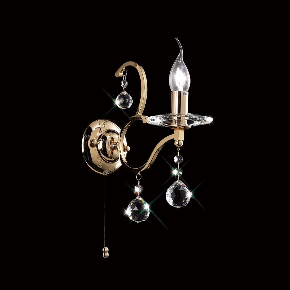 Diyas IL30221 Zinta Wall Light Switched 1 Light French Gold/Crystal