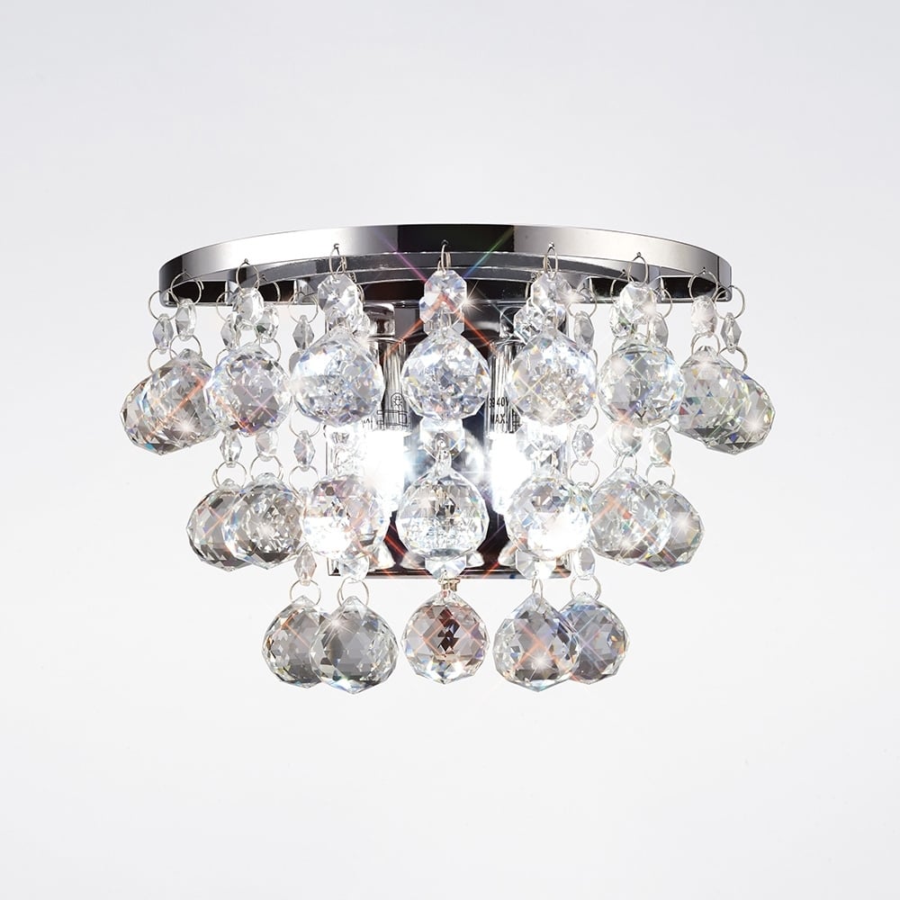 Diyas IL30014 Atla Wall Light 2 Light Switched Polished Chrome/Crystal